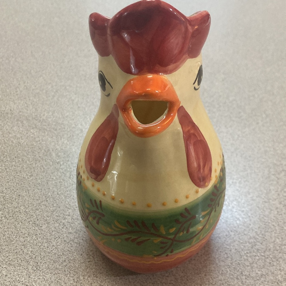 Colorful Ceramic Rooster Pitcher - Picture 2 of 6